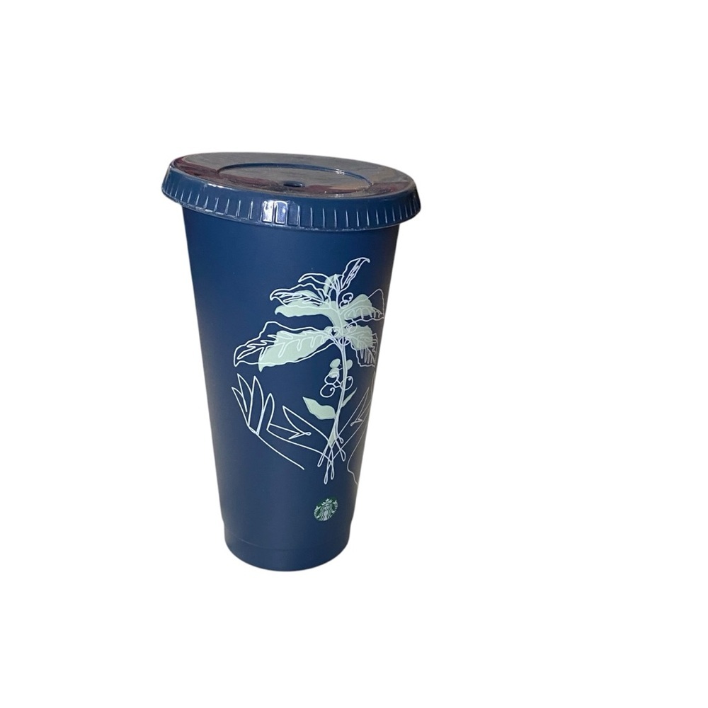Starbucks‎ Blue Floral Plastic Tumbler No Straw